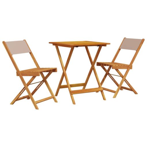 3-dijelni bistro set od tkanine i masivnog drva smeđesivi