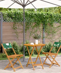 3-dijelni bistro set od tkanine i masivnog drva uzorkom lišća