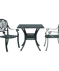 3-dijelni bistro set zeleni od lijevanog aluminija