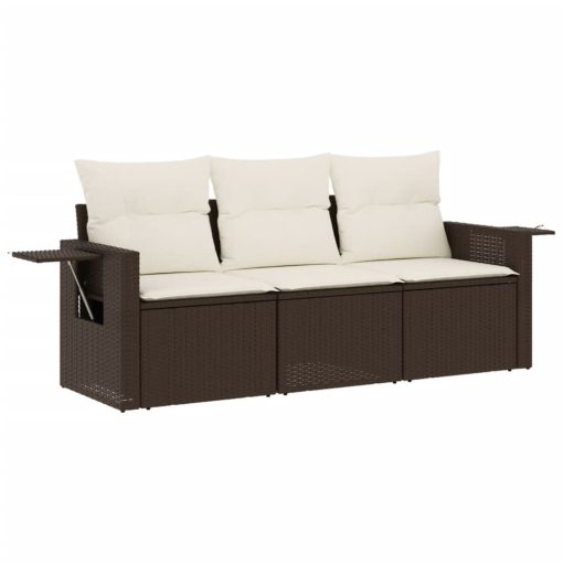3-dijelni set vrtnih sofa s jastucima smeđi od poliratana