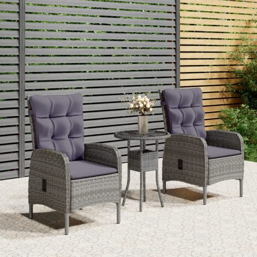 3-dijelni vrtni bistro set od poliratana sivi