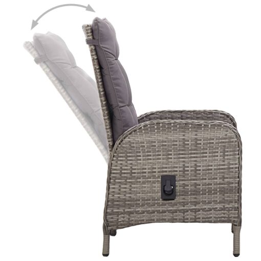 3-dijelni vrtni bistro set od poliratana sivi