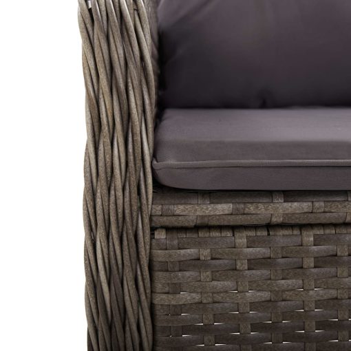 3-dijelni vrtni bistro set od poliratana sivi