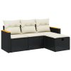 4-dijelni set vrtnih sofa od poliratana s jastucima crni