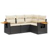 4-dijelni set vrtnih sofa od poliratana s jastucima crni