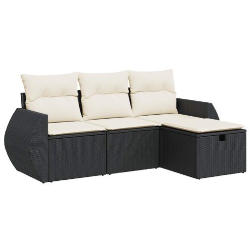 4-dijelni set vrtnih sofa od poliratana s jastucima crni