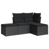 4-dijelni set vrtnih sofa od poliratana s jastucima crni