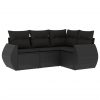 4-dijelni set vrtnih sofa od poliratana s jastucima crni