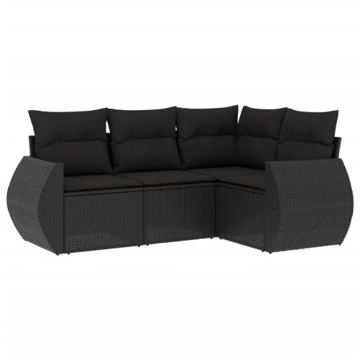 4-dijelni set vrtnih sofa od poliratana s jastucima crni