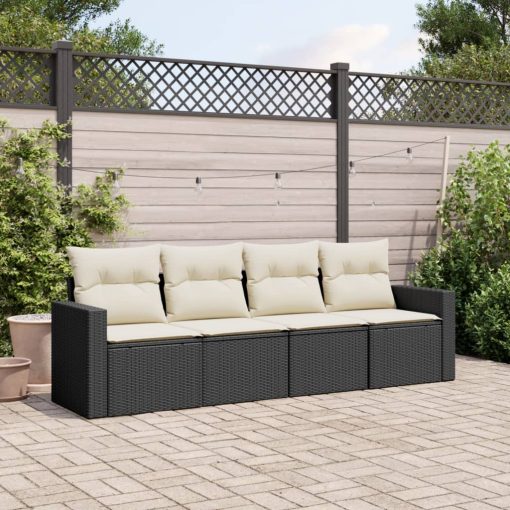 4-dijelni set vrtnih sofa od poliratana s jastucima crni