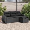 4-dijelni set vrtnih sofa od poliratana s jastucima crni