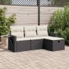 4-dijelni set vrtnih sofa od poliratana s jastucima crni