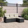 4-dijelni set vrtnih sofa od poliratana s jastucima crni