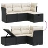 4-dijelni set vrtnih sofa od poliratana s jastucima crni