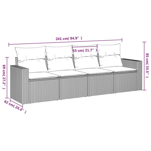 4-dijelni set vrtnih sofa od poliratana s jastucima crni