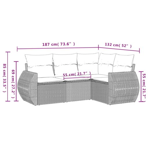 4-dijelni set vrtnih sofa od poliratana s jastucima crni