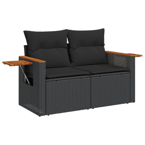 4-dijelni set vrtnih sofa od poliratana s jastucima crni