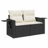 4-dijelni set vrtnih sofa od poliratana s jastucima crni