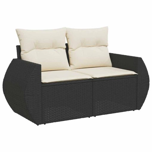 4-dijelni set vrtnih sofa od poliratana s jastucima crni