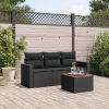 4-dijelni set vrtnih sofa od poliratana s jastucima crni
