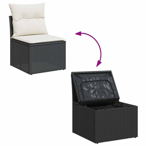 4-dijelni set vrtnih sofa od poliratana s jastucima crni