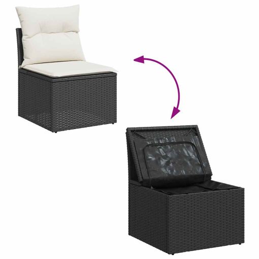 4-dijelni set vrtnih sofa od poliratana s jastucima crni