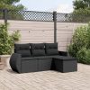 4-dijelni set vrtnih sofa od poliratana s jastucima crni