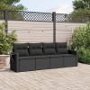 4-dijelni set vrtnih sofa od poliratana s jastucima crni