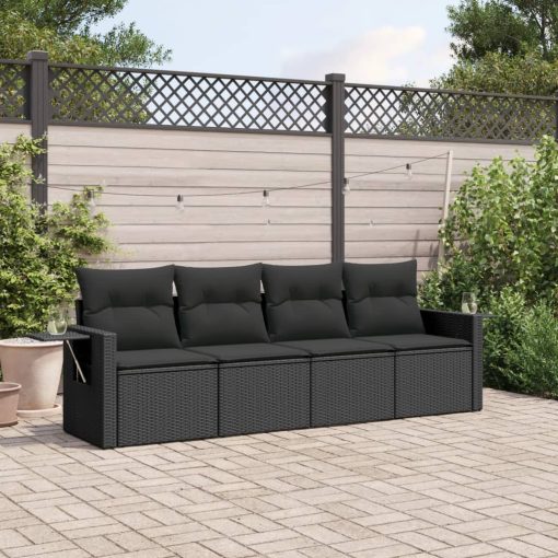 4-dijelni set vrtnih sofa od poliratana s jastucima crni