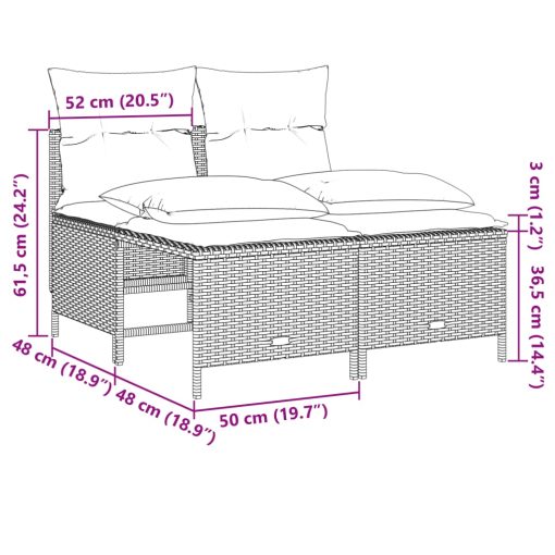 4-dijelni set vrtnih sofa od poliratana s jastucima crni