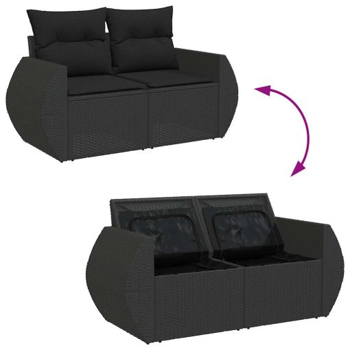 4-dijelni set vrtnih sofa od poliratana s jastucima crni