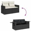 4-dijelni set vrtnih sofa od poliratana s jastucima crni