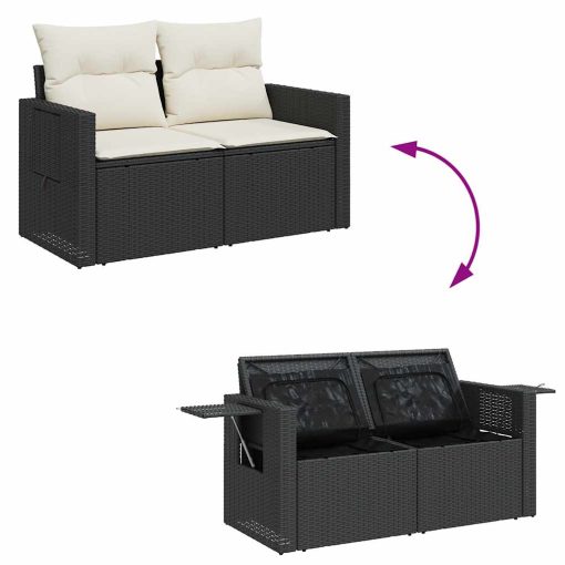 4-dijelni set vrtnih sofa od poliratana s jastucima crni
