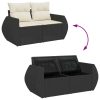 4-dijelni set vrtnih sofa od poliratana s jastucima crni