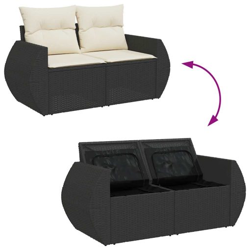 4-dijelni set vrtnih sofa od poliratana s jastucima crni