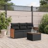 4-dijelni set vrtnih sofa od poliratana s jastucima crni