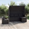 4-dijelni set vrtnih sofa od poliratana s jastucima crni