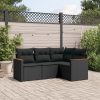 4-dijelni set vrtnih sofa od poliratana s jastucima crni