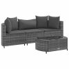 4-dijelni set vrtnih sofa od poliratana s jastucima sivi