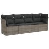 4-dijelni set vrtnih sofa od poliratana s jastucima sivi