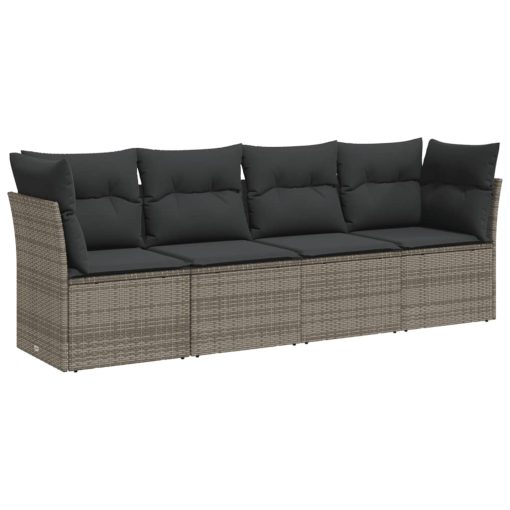4-dijelni set vrtnih sofa od poliratana s jastucima sivi