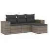 4-dijelni set vrtnih sofa od poliratana s jastucima sivi