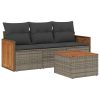 4-dijelni set vrtnih sofa od poliratana s jastucima sivi