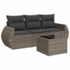4-dijelni set vrtnih sofa od poliratana s jastucima sivi