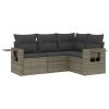 4-dijelni set vrtnih sofa od poliratana s jastucima sivi