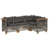 4-dijelni set vrtnih sofa od poliratana s jastucima sivi