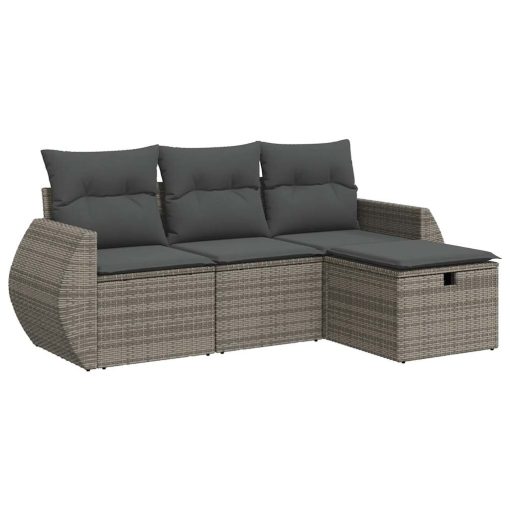 4-dijelni set vrtnih sofa od poliratana s jastucima sivi