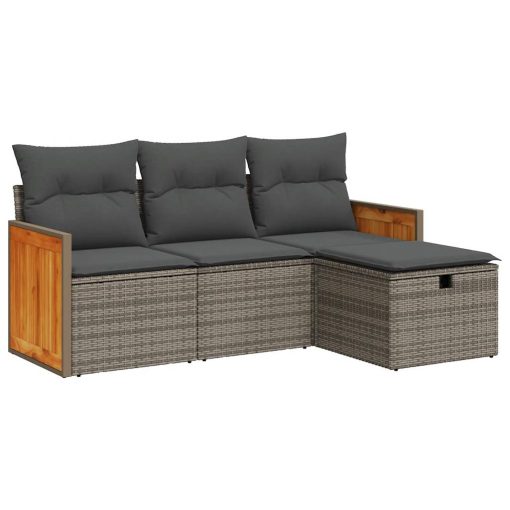 4-dijelni set vrtnih sofa od poliratana s jastucima sivi