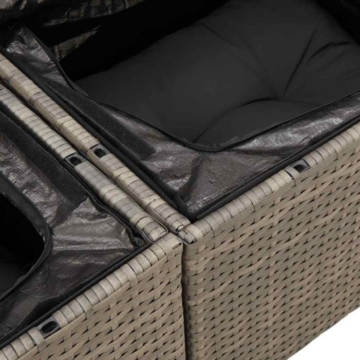 4-dijelni set vrtnih sofa od poliratana s jastucima sivi
