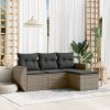 4-dijelni set vrtnih sofa od poliratana s jastucima sivi